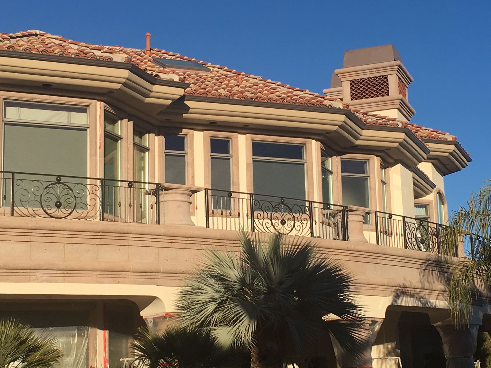 Stone-and-tile custom home — Lake Las Vegas
