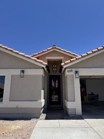 Tile-roof home entry in the Las Vegas Valley
